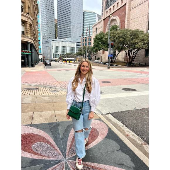 KATE SPADE NEW YORK Off White Poplin Floral Cutout Button Up Shirt Size 12 - Picture 15 of 16